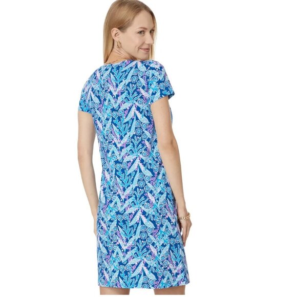 Women's Lilly Pulitzer Etta Short Sleeve Dress Barton Blue Star Gazing NWT Small - Picture 4 of 15